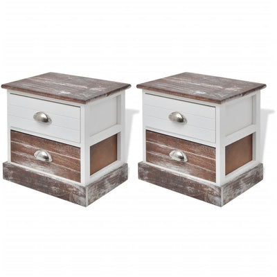 vidaXL Bedside Cabinets 2 pcs Brown and White