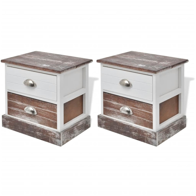 vidaXL Bedside Cabinets 2 pcs Brown and White