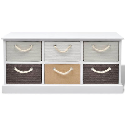 vidaXL Storage Bench 6 Drawers Wood