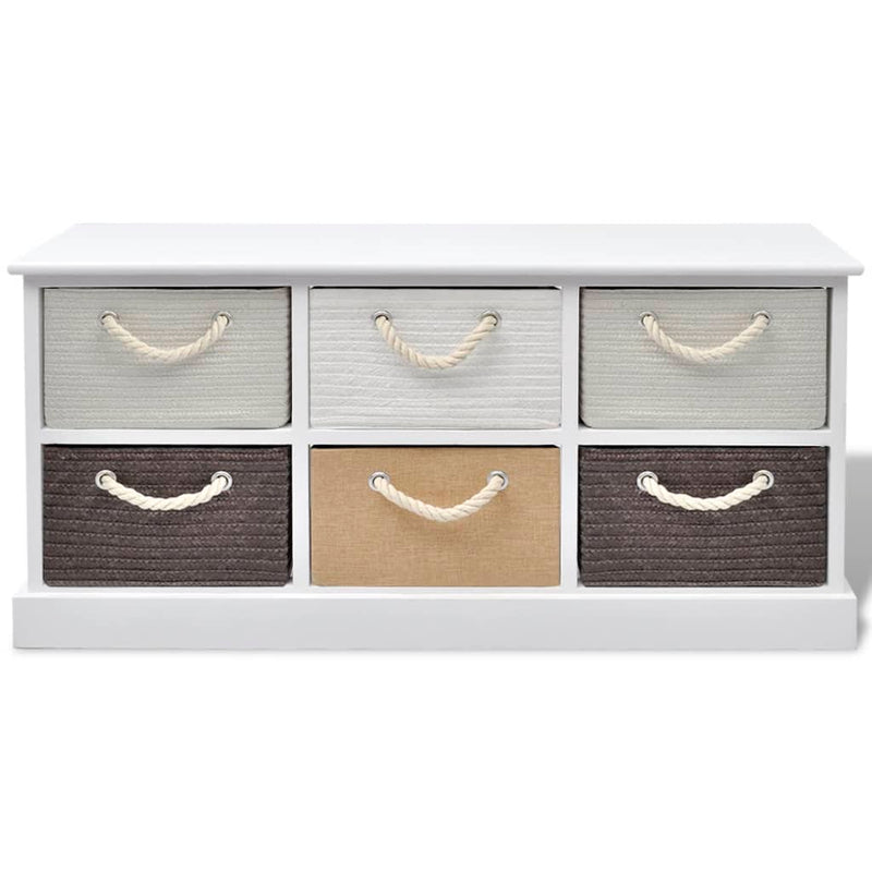 vidaXL Storage Bench 6 Drawers Wood