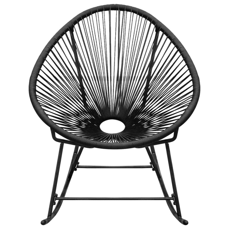 vidaXL Outdoor Rocking Chair Black Poly Rattan