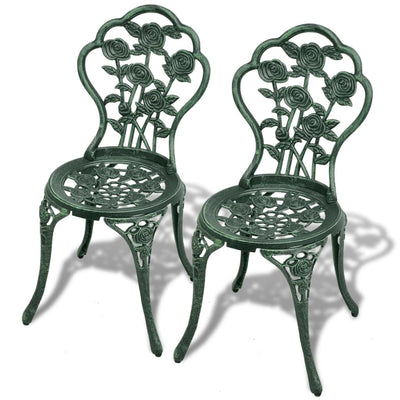 vidaXL 3 Piece Bistro Set Cast Aluminium Green