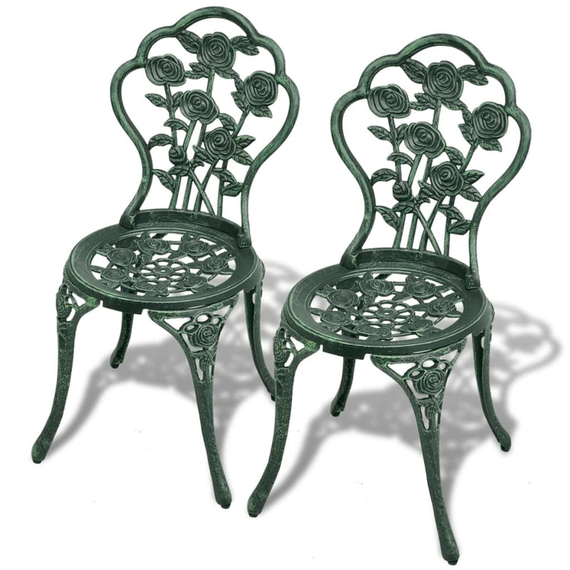 vidaXL 3 Piece Bistro Set Cast Aluminium Green