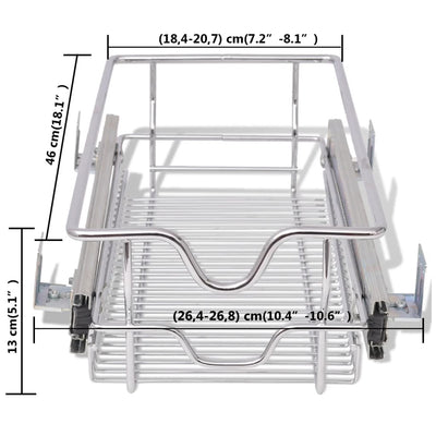 vidaXL Pull-Out Wire Baskets 2 pcs Silver 300 mm