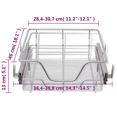 vidaXL Pull-Out Wire Baskets 2 pcs Silver 400 mm