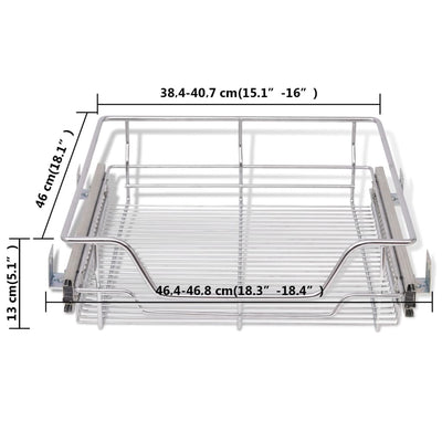 vidaXL Pull-Out Wire Baskets 2 pcs Silver 500 mm