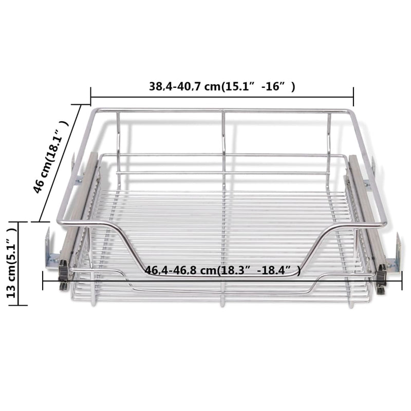 vidaXL Pull-Out Wire Baskets 2 pcs Silver 500 mm