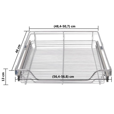 vidaXL Pull-Out Wire Baskets 2 pcs Silver 600 mm