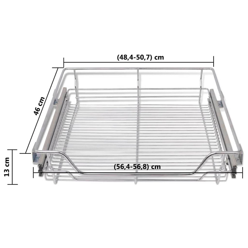 vidaXL Pull-Out Wire Baskets 2 pcs Silver 600 mm