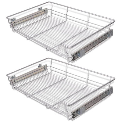 vidaXL Pull-Out Wire Baskets 2 pcs Silver 800 mm