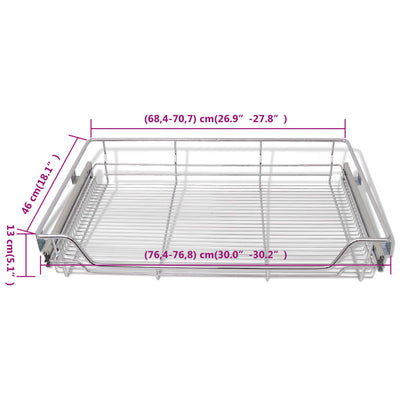 vidaXL Pull-Out Wire Baskets 2 pcs Silver 800 mm