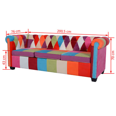 vidaXL Chesterfield Sofa 3-Seater Fabric
