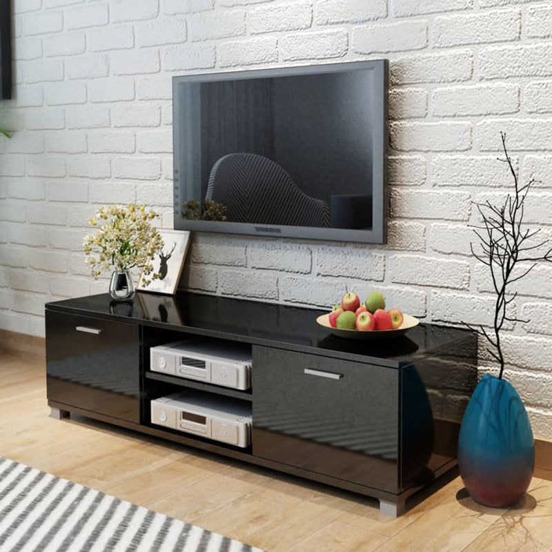 vidaXL TV Cabinet High-Gloss Black 140x40.5x35 cm