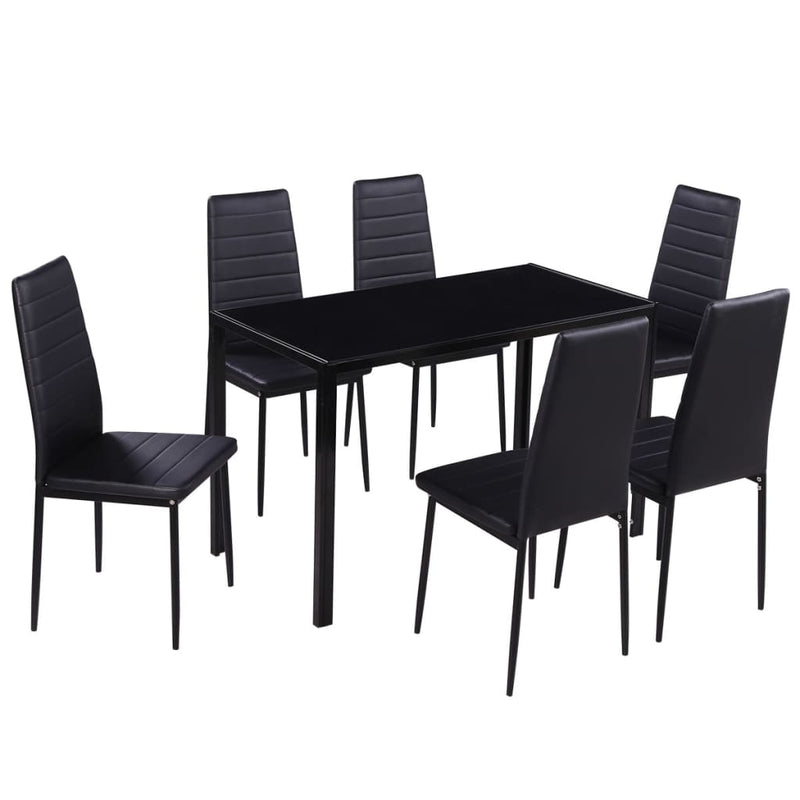 vidaXL Seven Piece Dining Table Set Black
