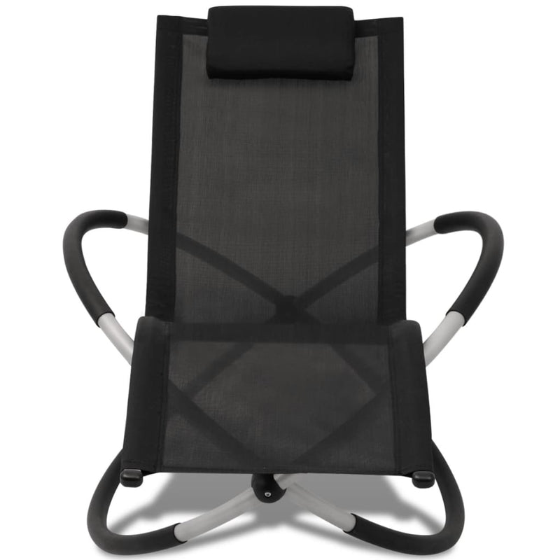 vidaXL Outdoor Geometrical Sun Lounger Steel Black and Grey