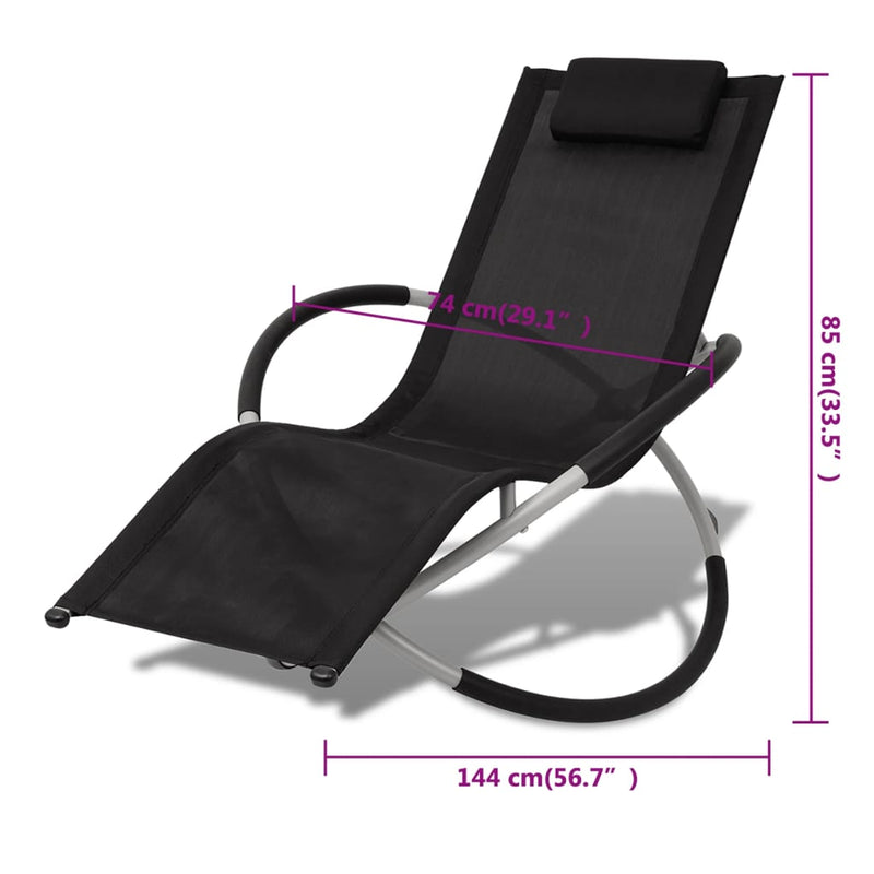 vidaXL Outdoor Geometrical Sun Lounger Steel Black and Grey