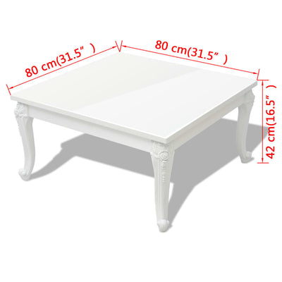 vidaXL Coffee Table 80x80x42 cm High Gloss White