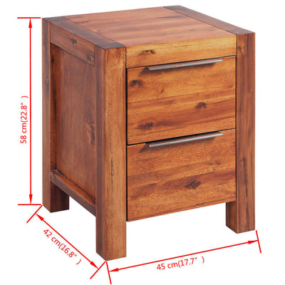 vidaXL Bedside Cabinet Solid Acacia Wood Brown 45x42x58 cm