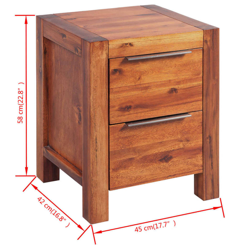vidaXL Bedside Cabinet Solid Acacia Wood Brown 45x42x58 cm