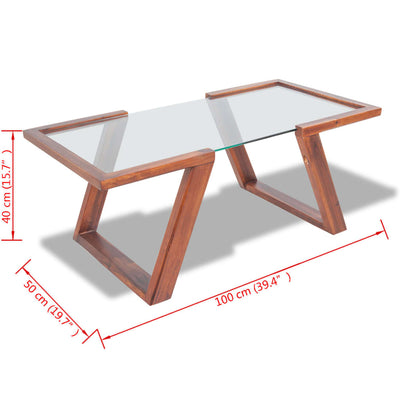 vidaXL Coffee Table Solid Acacia Wood Brown 100x50x40 cm