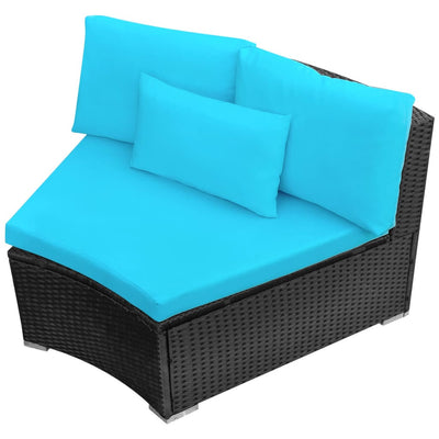 vidaXL 13 Piece Garden Lounge Set with Cushions Poly Rattan Blue