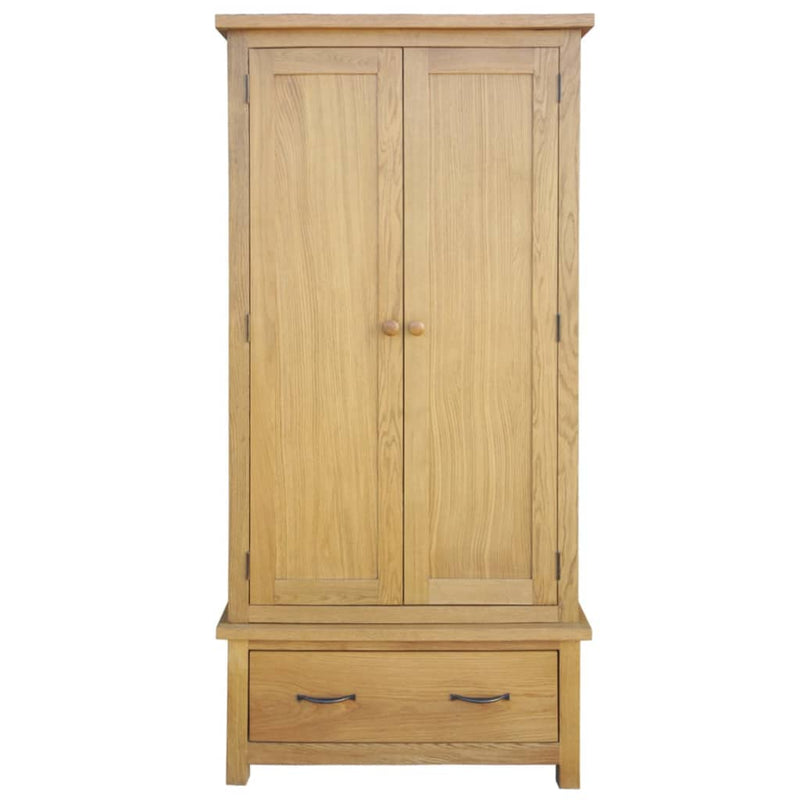 vidaXL Wardrobe with 1 Drawer 90x52x183 cm Solid Oak Wood
