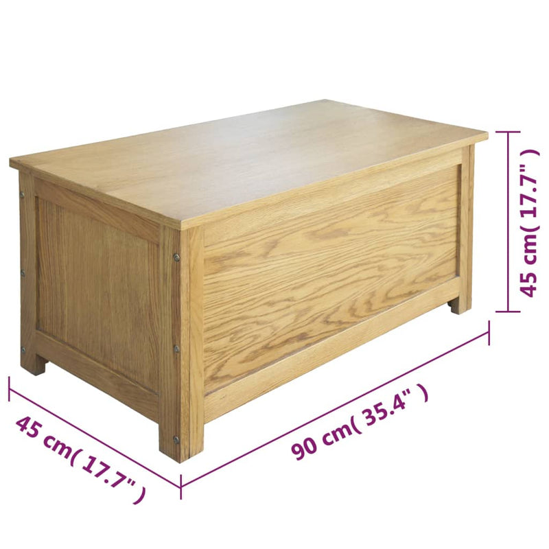 vidaXL Storage Box 90x45x45 cm Solid Oak Wood