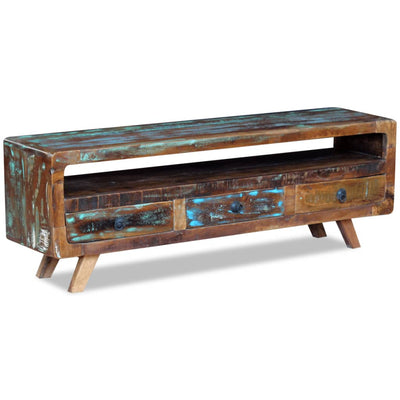 vidaXL TV Cabinet with 3 Drawers Solid Reclaimed Wood