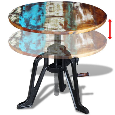 vidaXL Side Table Solid Reclaimed Wood Cast Iron 60x(42-63) cm