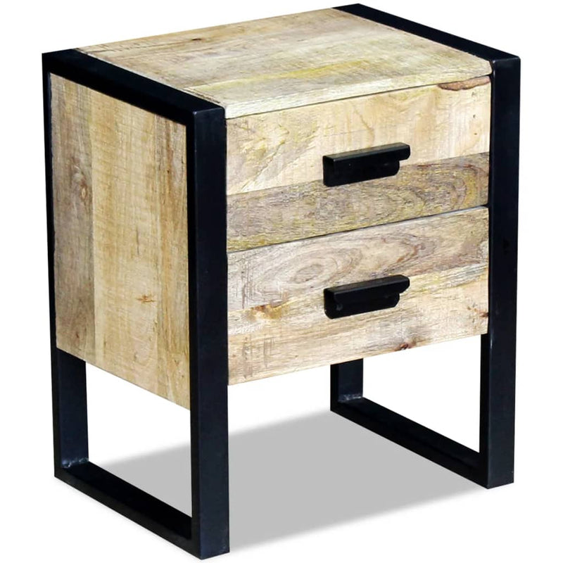 vidaXL Side Table with 2 Drawers Solid Mango Wood 43x33x51 cm