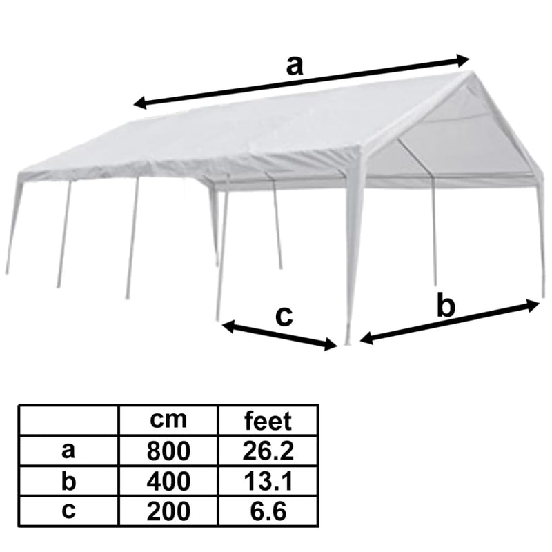 vidaXL Party Marquee White 8x4 m
