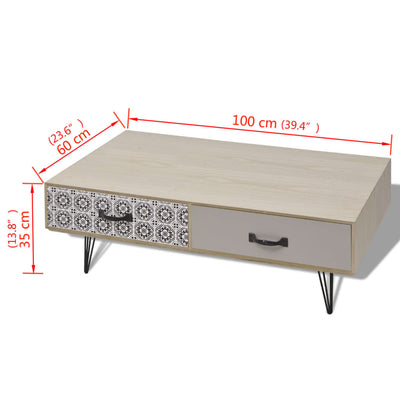 vidaXL Coffee Table 100x60x35 cm Beige
