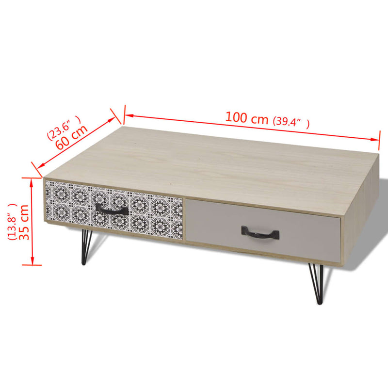 vidaXL Coffee Table 100x60x35 cm Beige