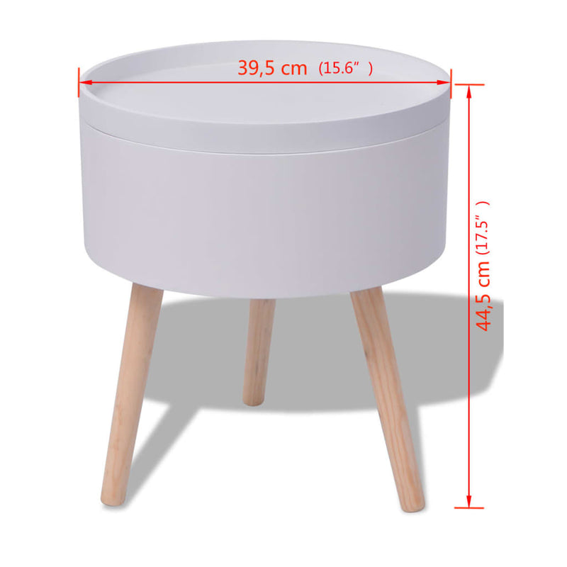 vidaXL Side Table with Serving Tray Round 39.5x44.5 cm Grey