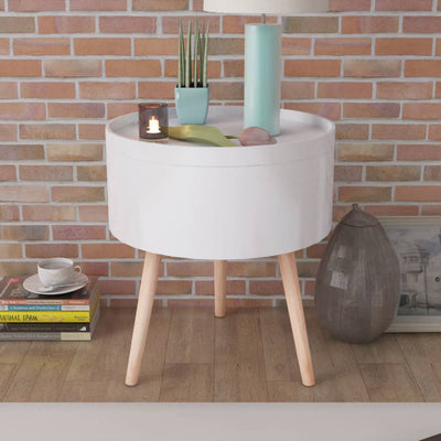 vidaXL Side Table with Serving Tray Round 39.5x44.5 cm Grey