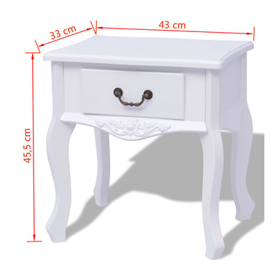 vidaXL Bedside Cabinet MDF White