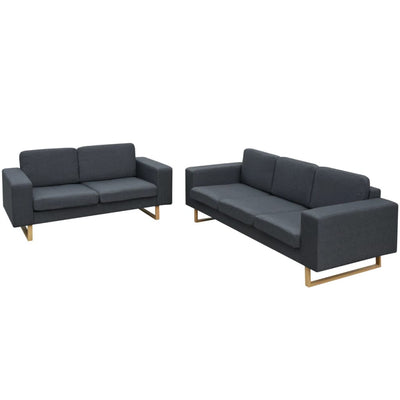 vidaXL 2-Seater and 3-Seater Sofa Set Dark Grey