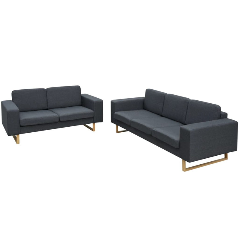 vidaXL 2-Seater and 3-Seater Sofa Set Dark Grey