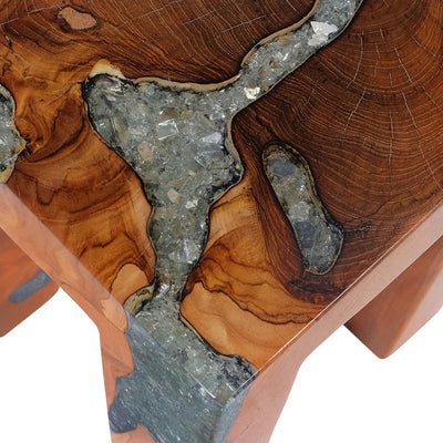 vidaXL Stool Solid Teak Wood and Resin