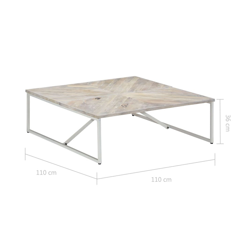 vidaXL Coffee Table 110x110x36 cm Solid Mango Wood