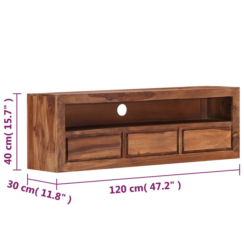 vidaXL TV Cabinet 120x30x40 cm Solid Sheesham Wood