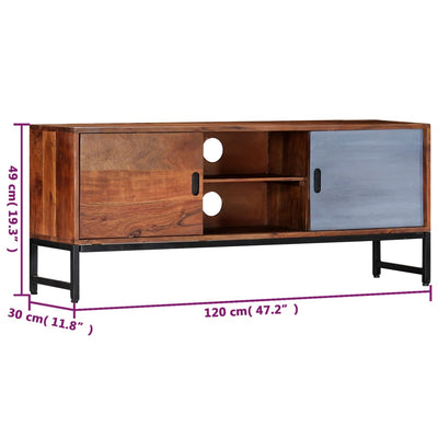 vidaXL TV Cabinet 120x30x49 cm Solid Acacia Wood