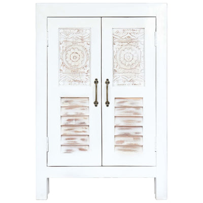 vidaXL Carved Sideboard White 60x30x89 cm Solid Mango Wood