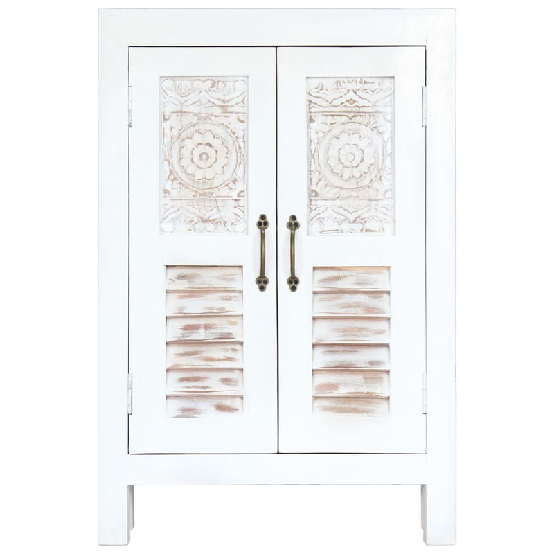 vidaXL Carved Sideboard White 60x30x89 cm Solid Mango Wood