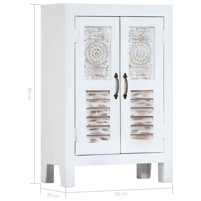 vidaXL Carved Sideboard White 60x30x89 cm Solid Mango Wood