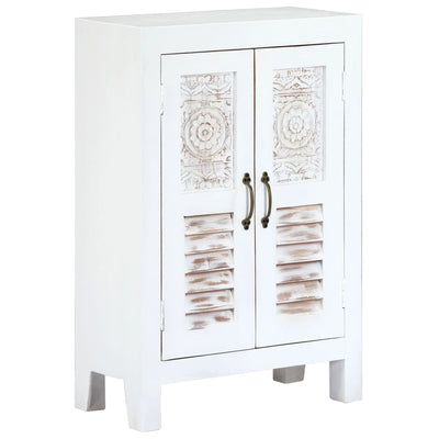vidaXL Carved Sideboard White 60x30x89 cm Solid Mango Wood