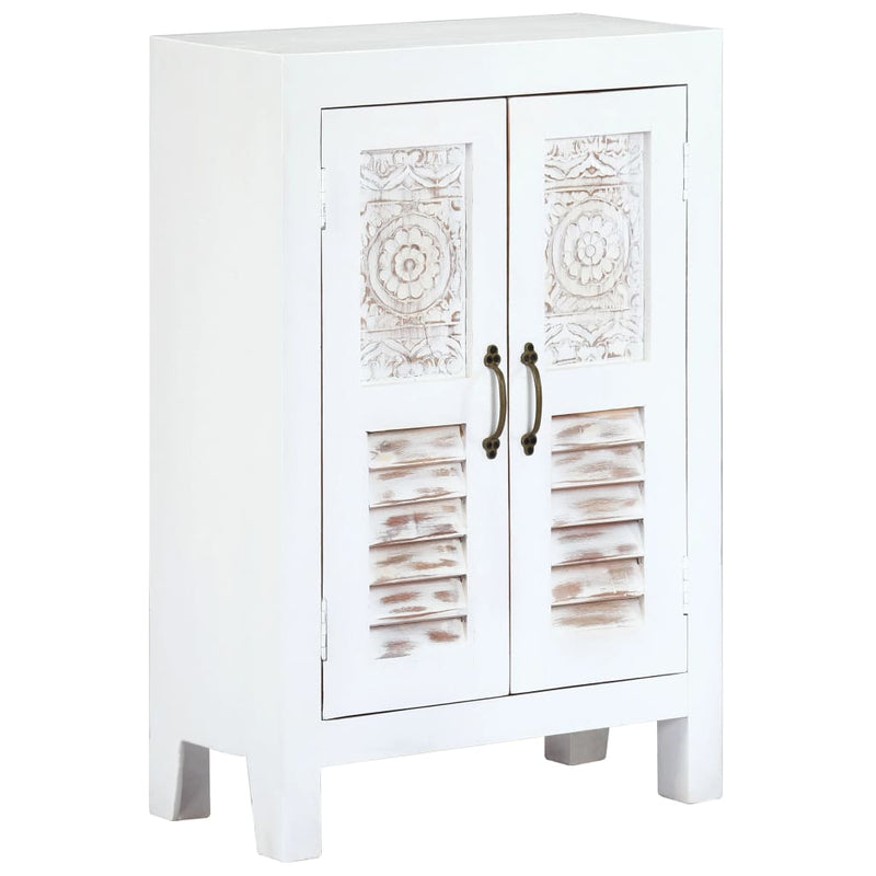 vidaXL Carved Sideboard White 60x30x89 cm Solid Mango Wood