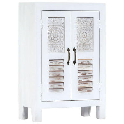 vidaXL Carved Sideboard White 60x30x89 cm Solid Mango Wood