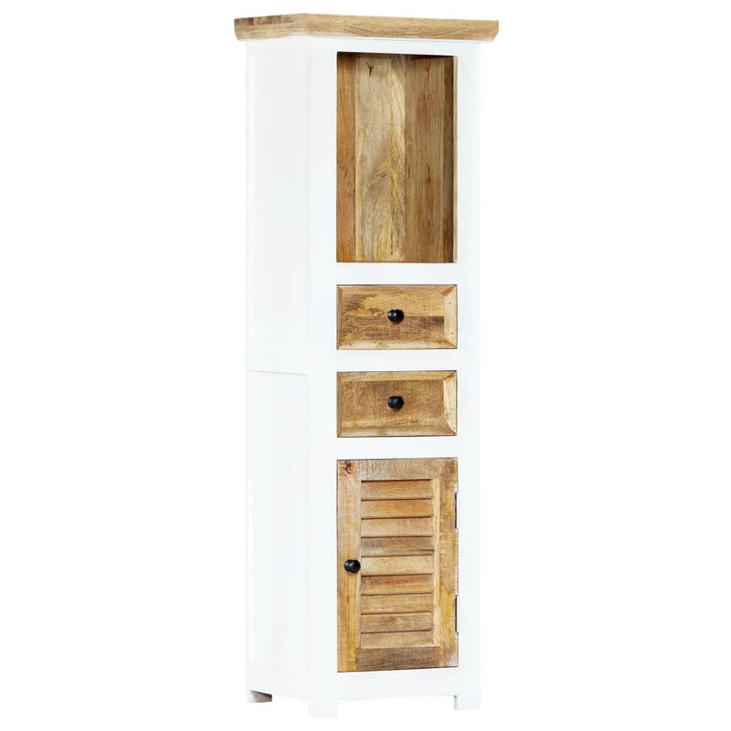 vidaXL Highboard White and Brown 40x30x128 cm Solid Rough Mango Wood