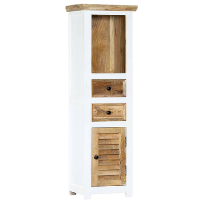 vidaXL Highboard White and Brown 40x30x128 cm Solid Rough Mango Wood